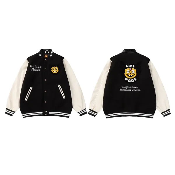 Human Made x Uzi Made Varsity Jacket Black and Beige - 1