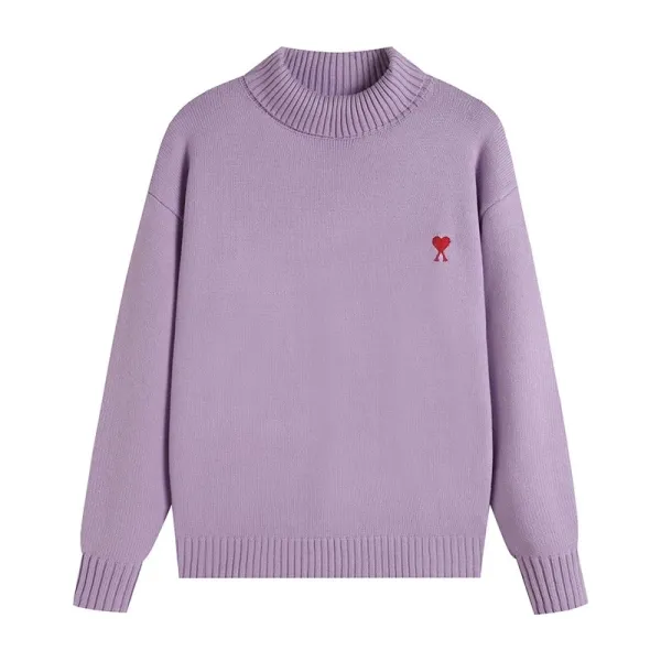 Comme des Garçons Play Heart Logo Ribbed Knit Sweater Lavender - 1
