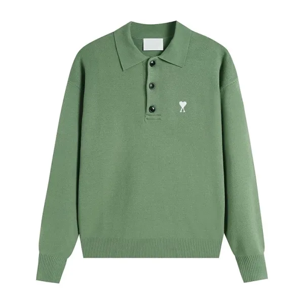 Play Comme des Garçons Heart Logo Knit Polo Green Sweater - 1