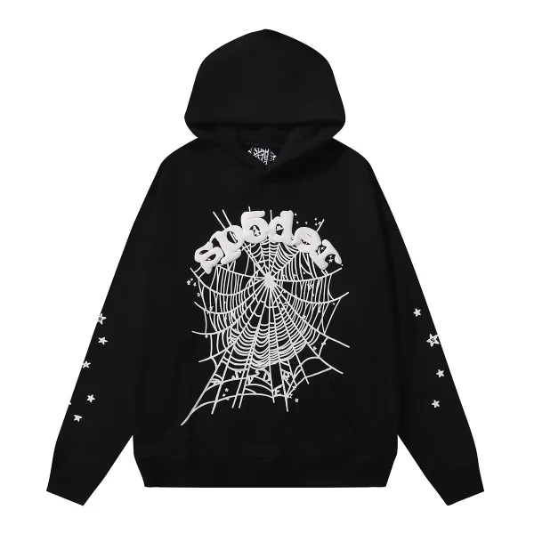 Spider Web Graphic Hoodie Black - 1