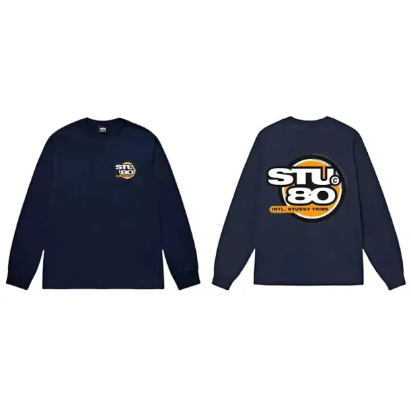 Stüssy STU80 Long Sleeve T-Shirt Navy - 1