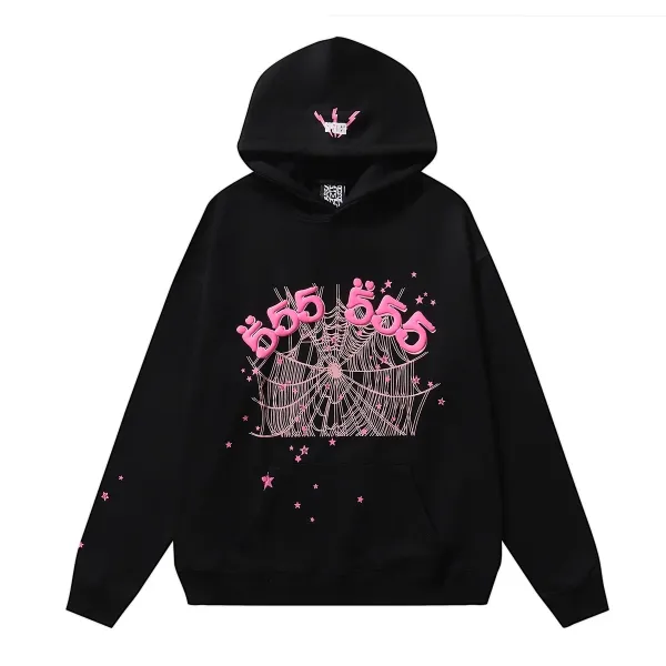 555 x Spiderweb Pink Graphic Hoodie - 1