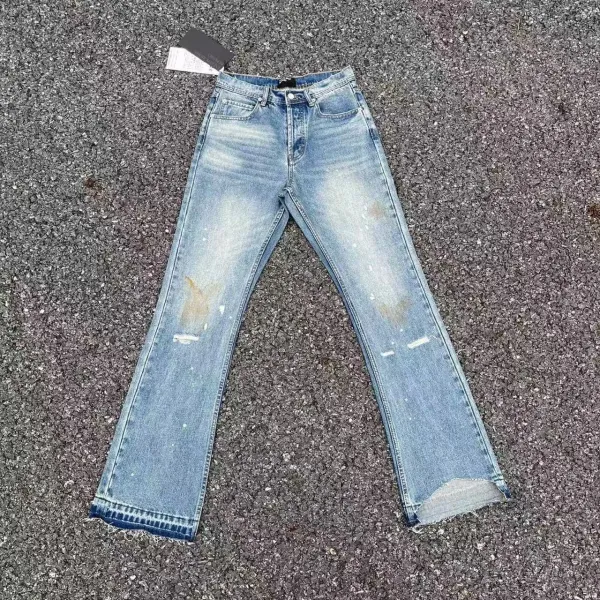 Off-White Distressed Wide-Leg Raw-Hem Jeans Blue - 1