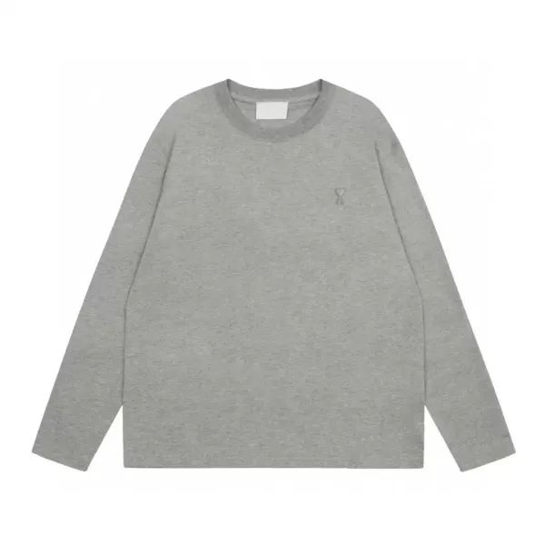 Ami Paris Ami de Coeur Long-Sleeve T-Shirt Gray - 1