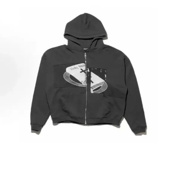 Off-White Holy Bible Zip-Up Hoodie Black - 1