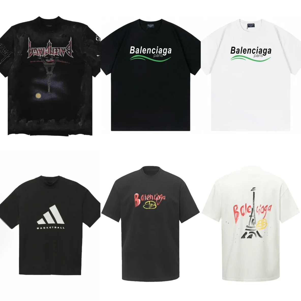 Balenciaga Grey Tee (Bottom left)Embroidery is crisp, heavier than expected.Scor