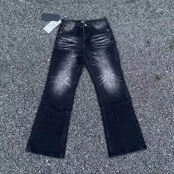 Off-White Distressed Black Flared Jeans - 1