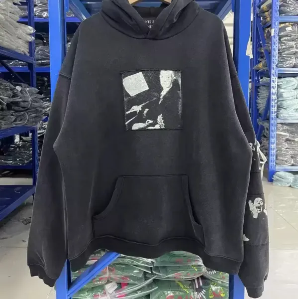 Off-White x Unknown Artist Distressed Hoodie Black - 1
