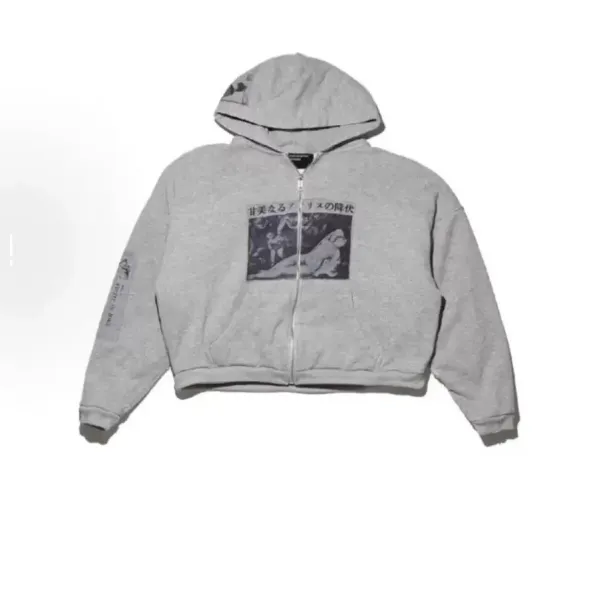 Comme des Garçons Play x Anonymous Works Cropped Graphic Hoodie Gray - 1