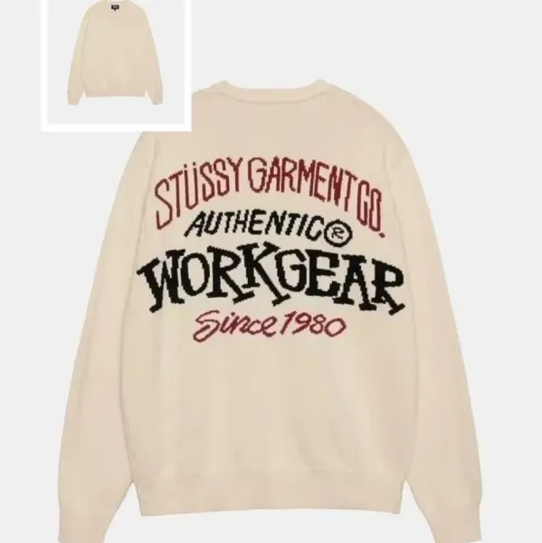 Stüssy Garment Co. Authentic Workgear Since 1980 Beige Sweater - 1