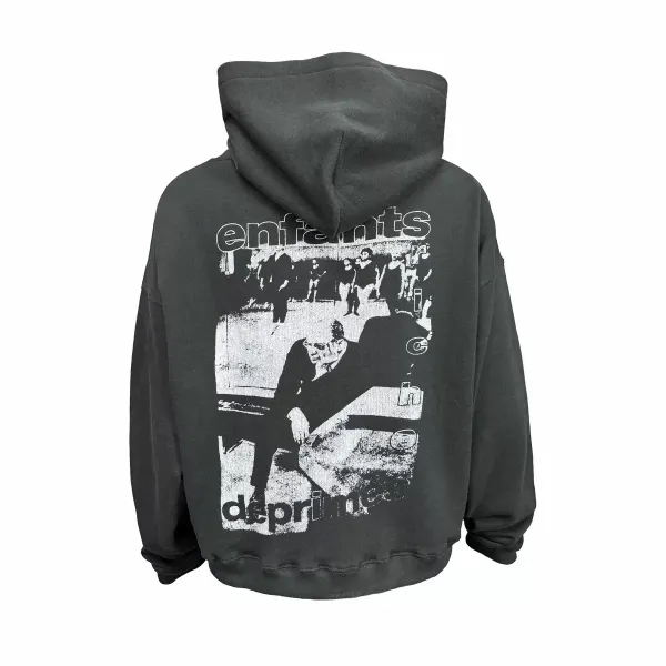 Enfants Déprimés Graphic Print Hoodie Charcoal Gray - 1
