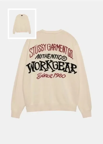 Stüssy Garment Co. Authentic Workgear Since 1980 Beige Sweater - 3