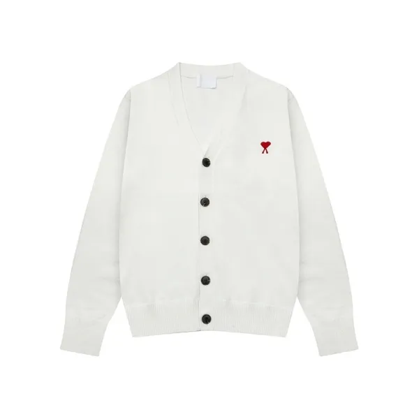 Comme des Garçons Play Heart Embroidery White Cardigan - 1