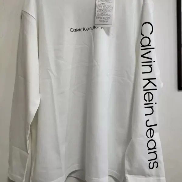 Calvin Klein Jeans Logo Print Long-Sleeve T-Shirt White - 1