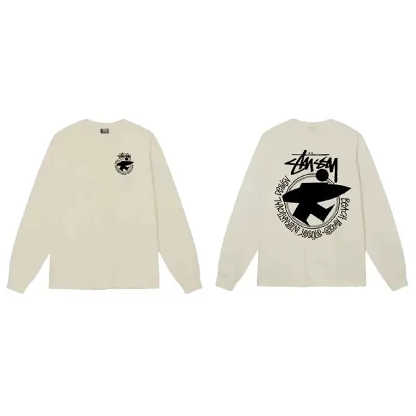 Stüssy Surf Logo Long Sleeve T-Shirt Beige - 1
