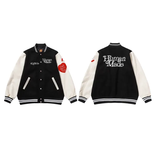 Human Made x DryAlls Varsity Jacket Black and Cream - 1