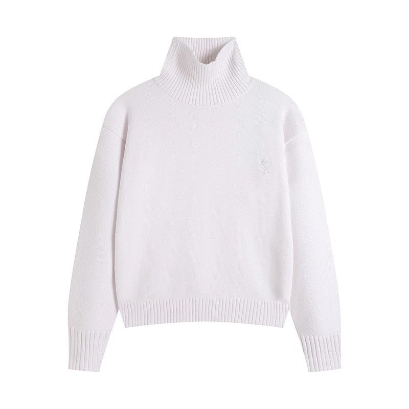 Acne Studios High-Neck Ribbed Sweater White - 1
