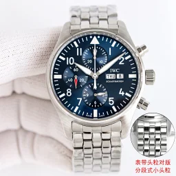 thumbnail for IWC 万国 飞行员系列 IW377701 N9 钢带款强势登场，精彩细节:1.原版开模 一比一负刻分段式小头粒 2.扣子对版 可伸缩 3.表带带节可快拆， 表带侧面没有螺丝跟任何发夹孔