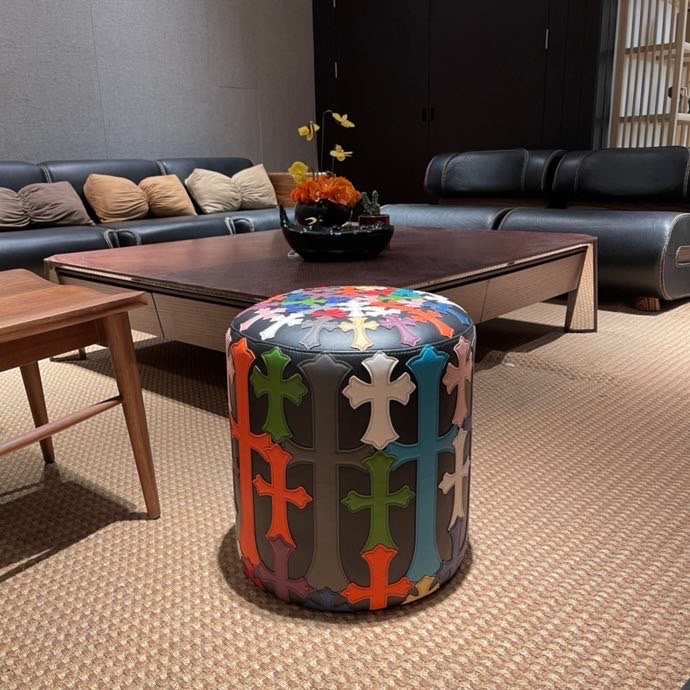 Colorful Cross Pattern Ottoman