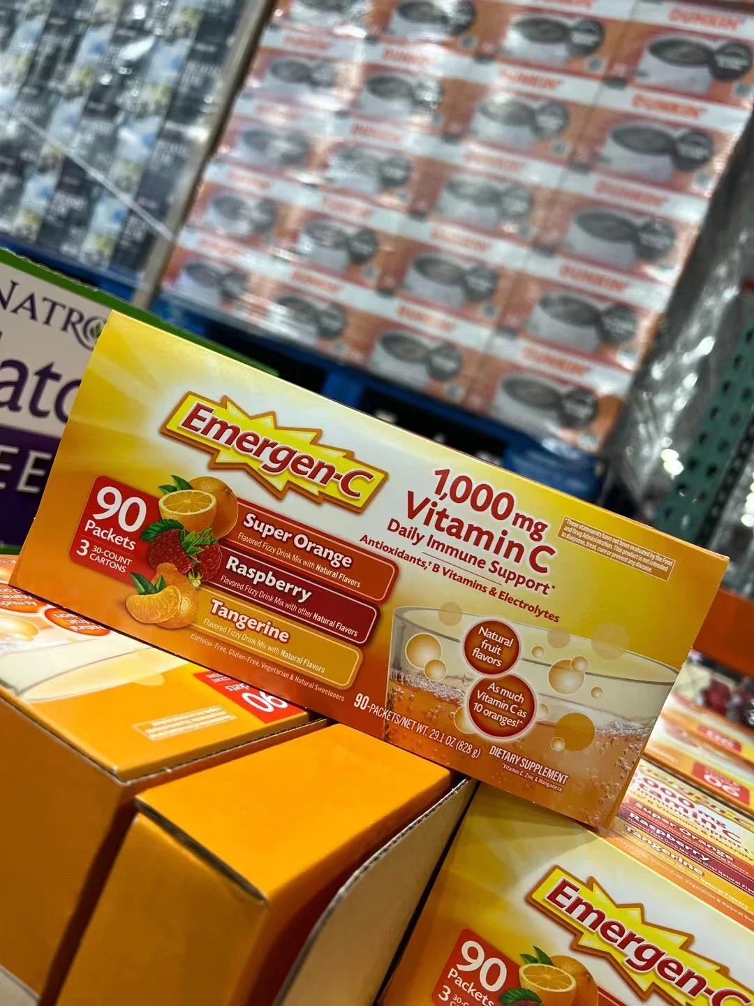 美国 Costco直邮代购 提高免疫力 美白首选emergen C益满喜1000mg维生素c泡腾片一盒90袋三种口味