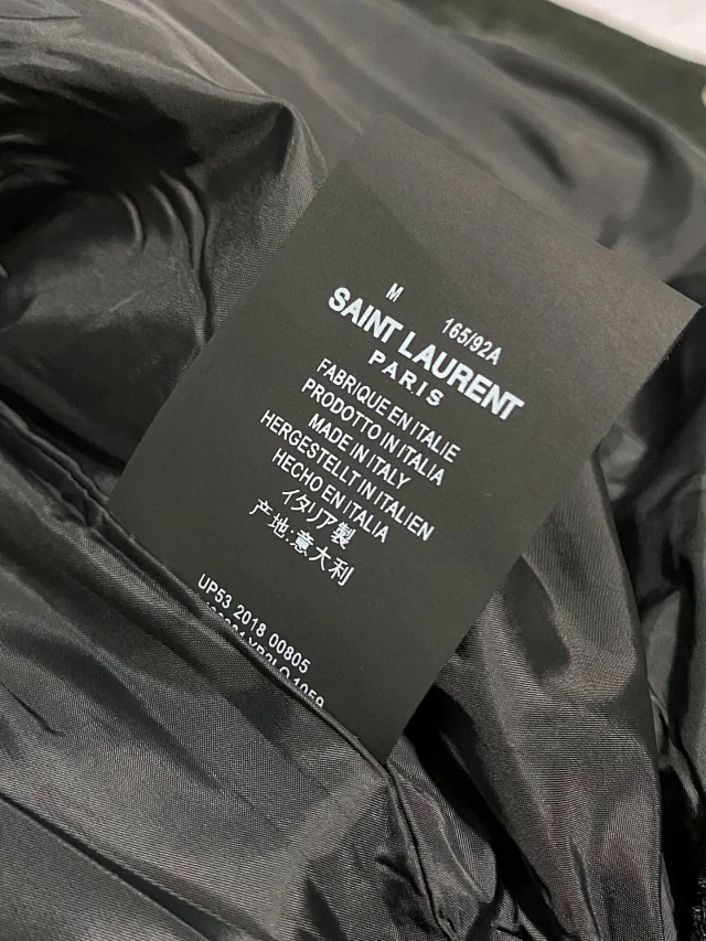 Saint Laurent Slp Ysl 圣罗兰经典毛呢皮革拼接黑白夹克棒球服外套各路明星同款外套定制光面纽扣配