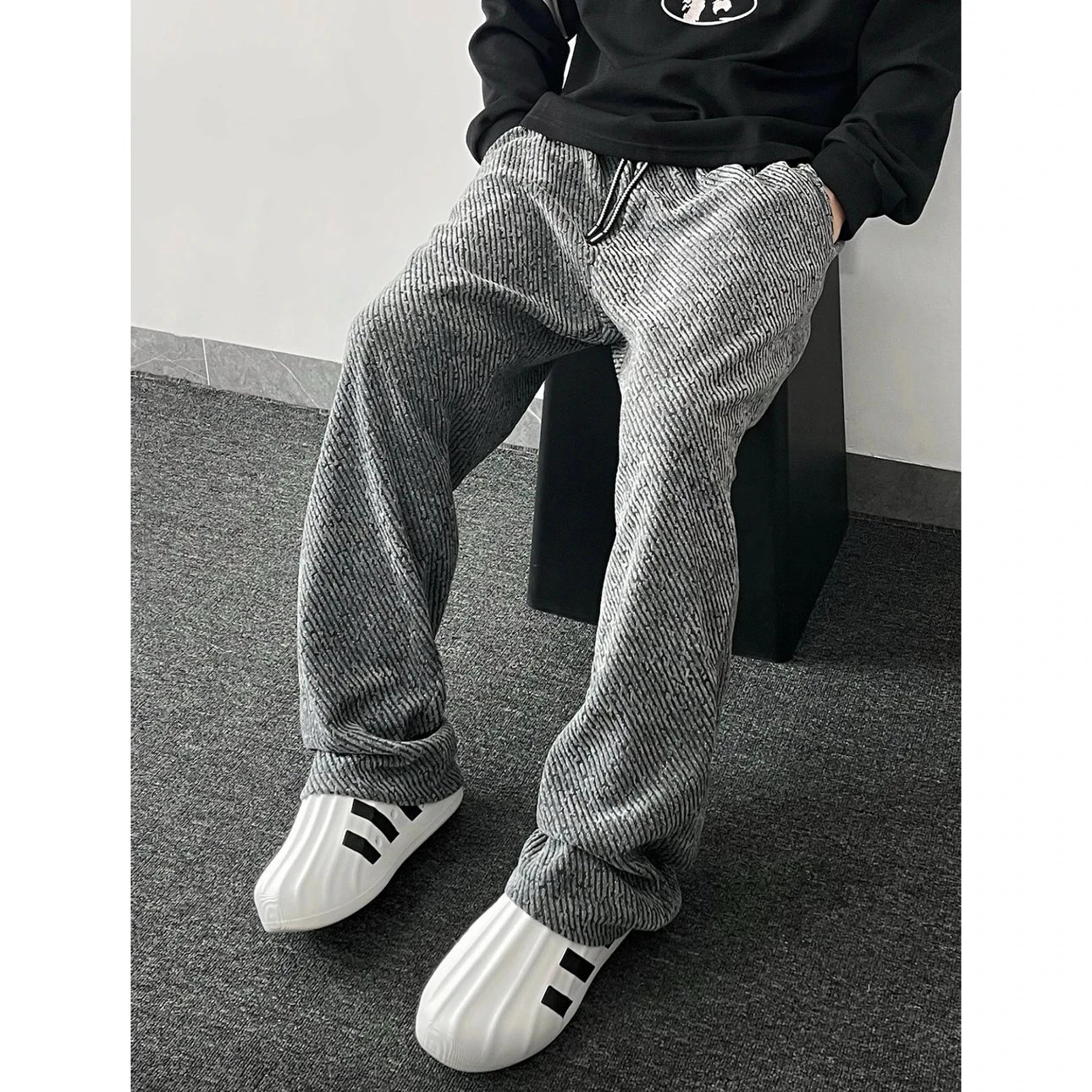 Finally Found It! Holy Grail All-Season Pants [Check Video #Sharp Fit] #Amazing Quality #Best-Selling Old Money Straight-Leg Pants #Chanel Style #Modern Luxury #Retro Striped Knit Straight Pants with Relaxed Elegance Ultimate Comfort for Him and Her Couple Matching Loose Casual Comfortable Versatile Waves