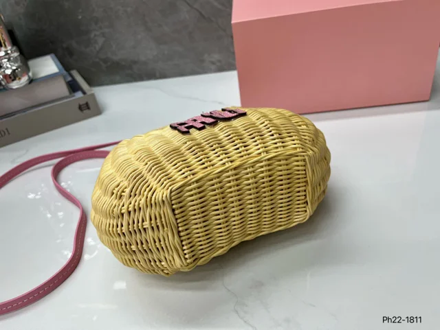 Miu Handbags Woven Rattan Logo Handbag product detail image 13