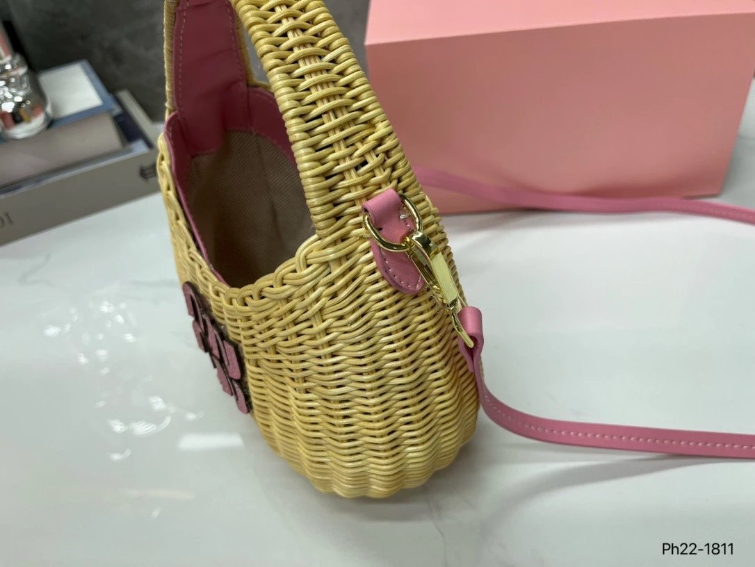 Miu Handbags Woven Rattan Logo Handbag image 10