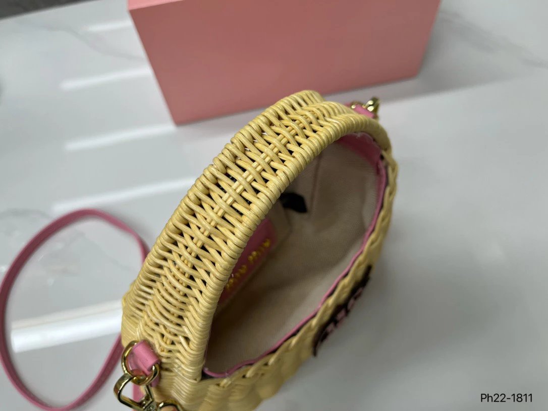 Miu Handbags Woven Rattan Logo Handbag image 11