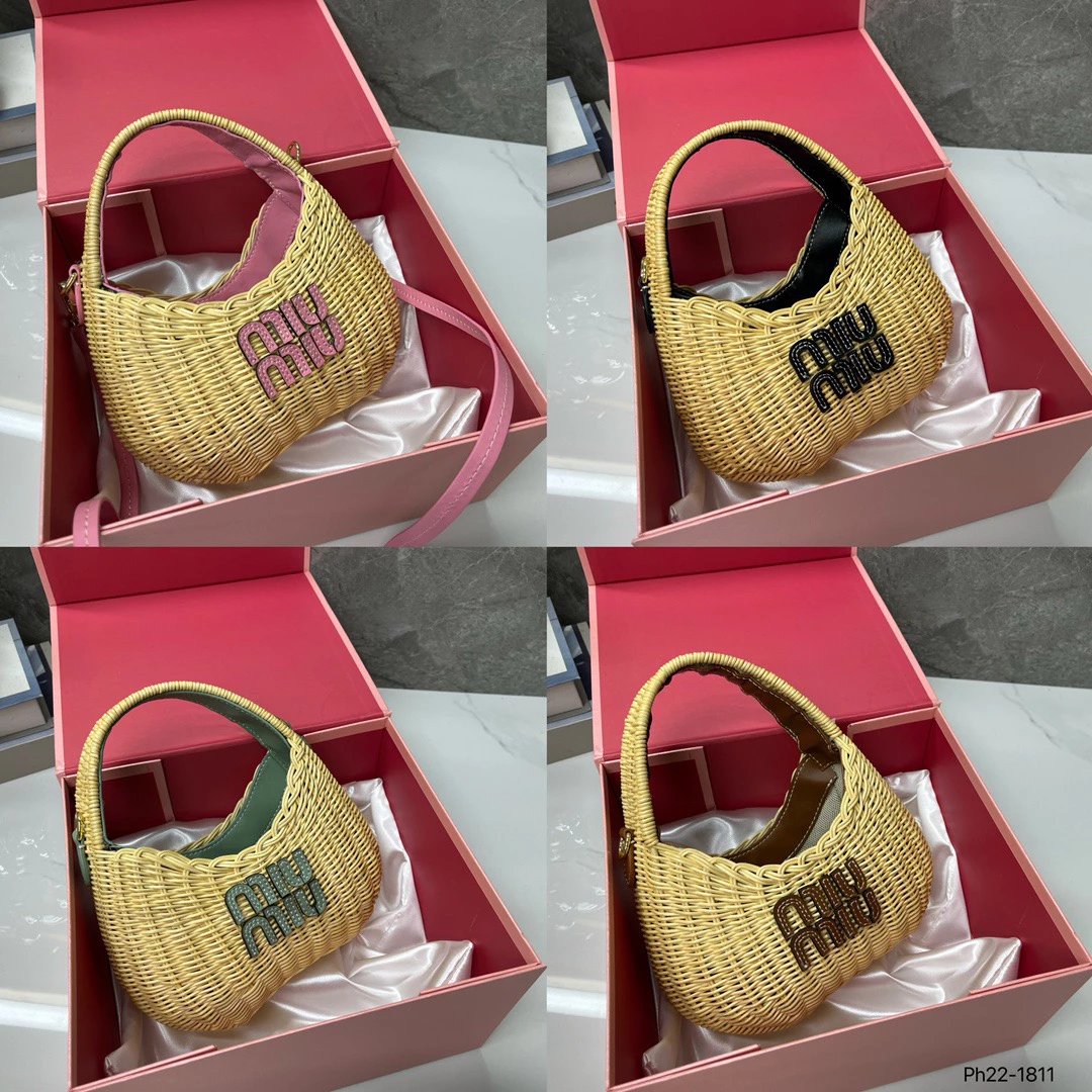 Miu Handbags Woven Rattan Logo Handbag product image