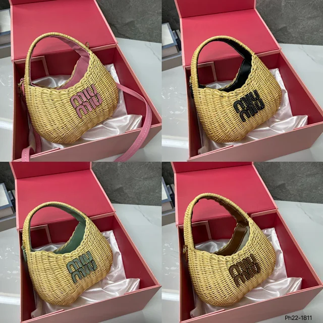 Miu Handbags Woven Rattan Logo Handbag product detail image 1