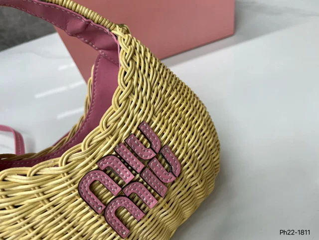 Miu Handbags Woven Rattan Logo Handbag product detail image 9