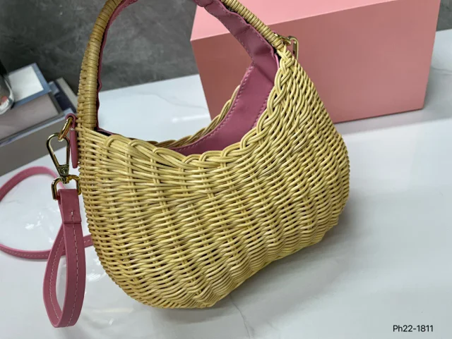 Miu Handbags Woven Rattan Logo Handbag product detail image 12