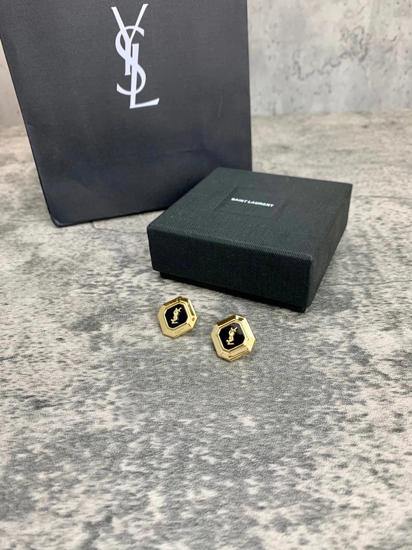 YSL Monogram Octagon Cufflinks