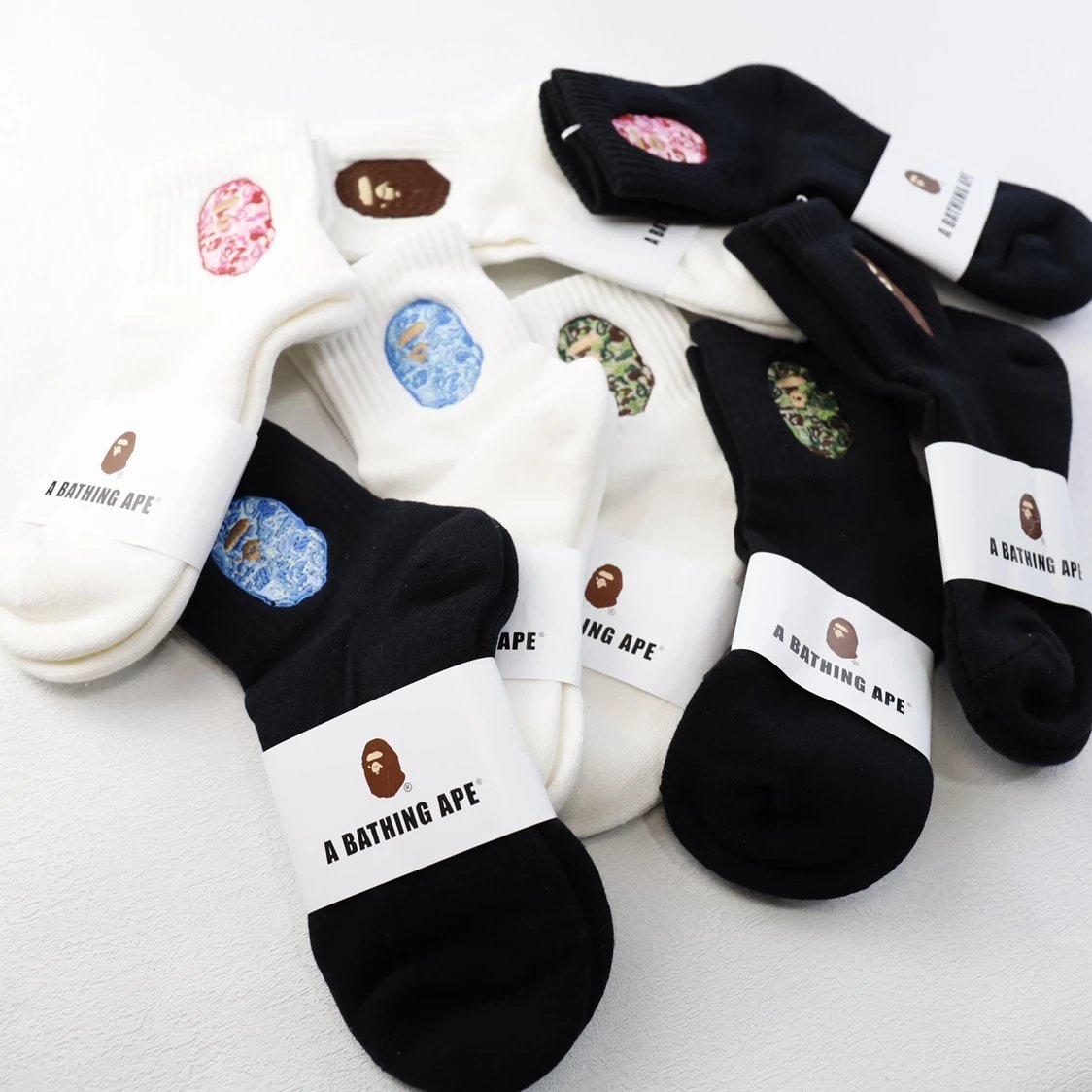 A Bathing Ape Black and White Socks
