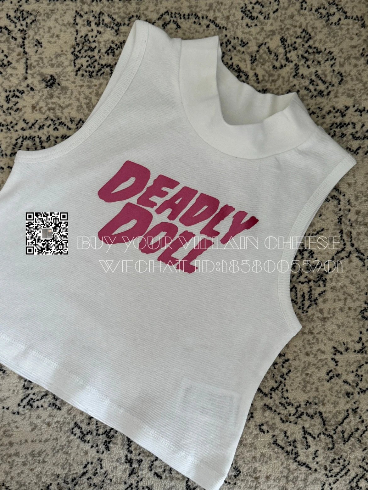 Design Deadly Doll White Crop Tank Top Vest Top - 18