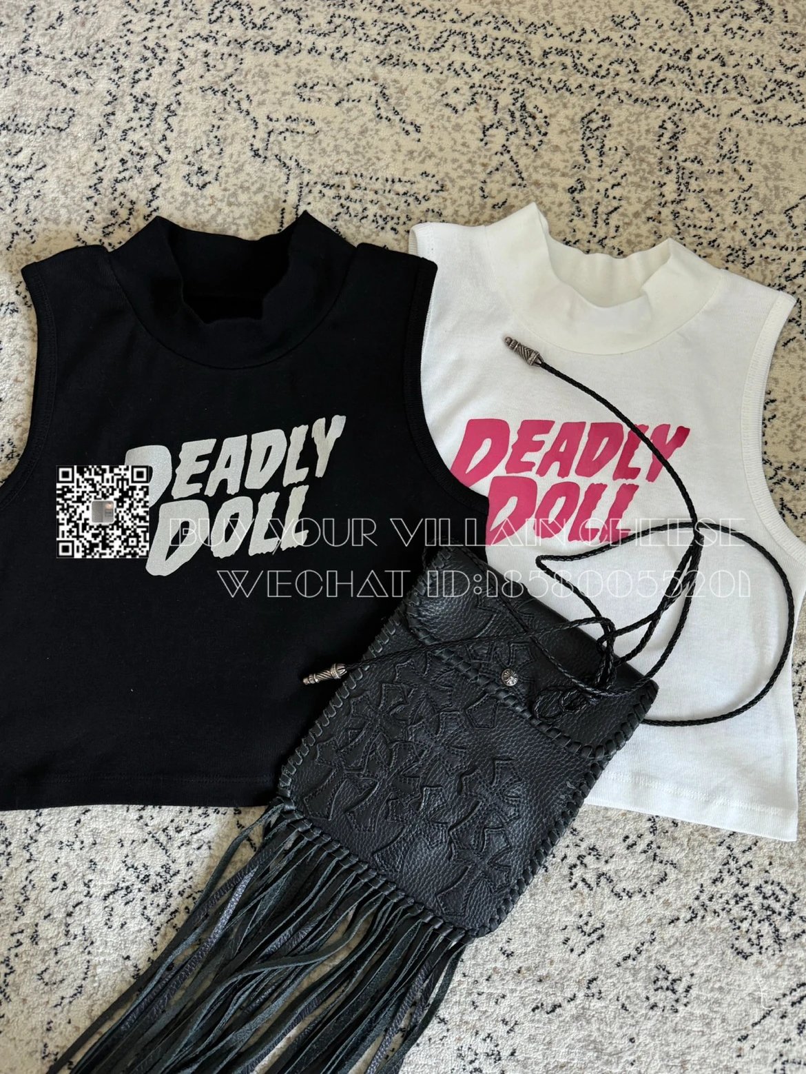 Design Deadly Doll White Crop Tank Top Vest Top - 5