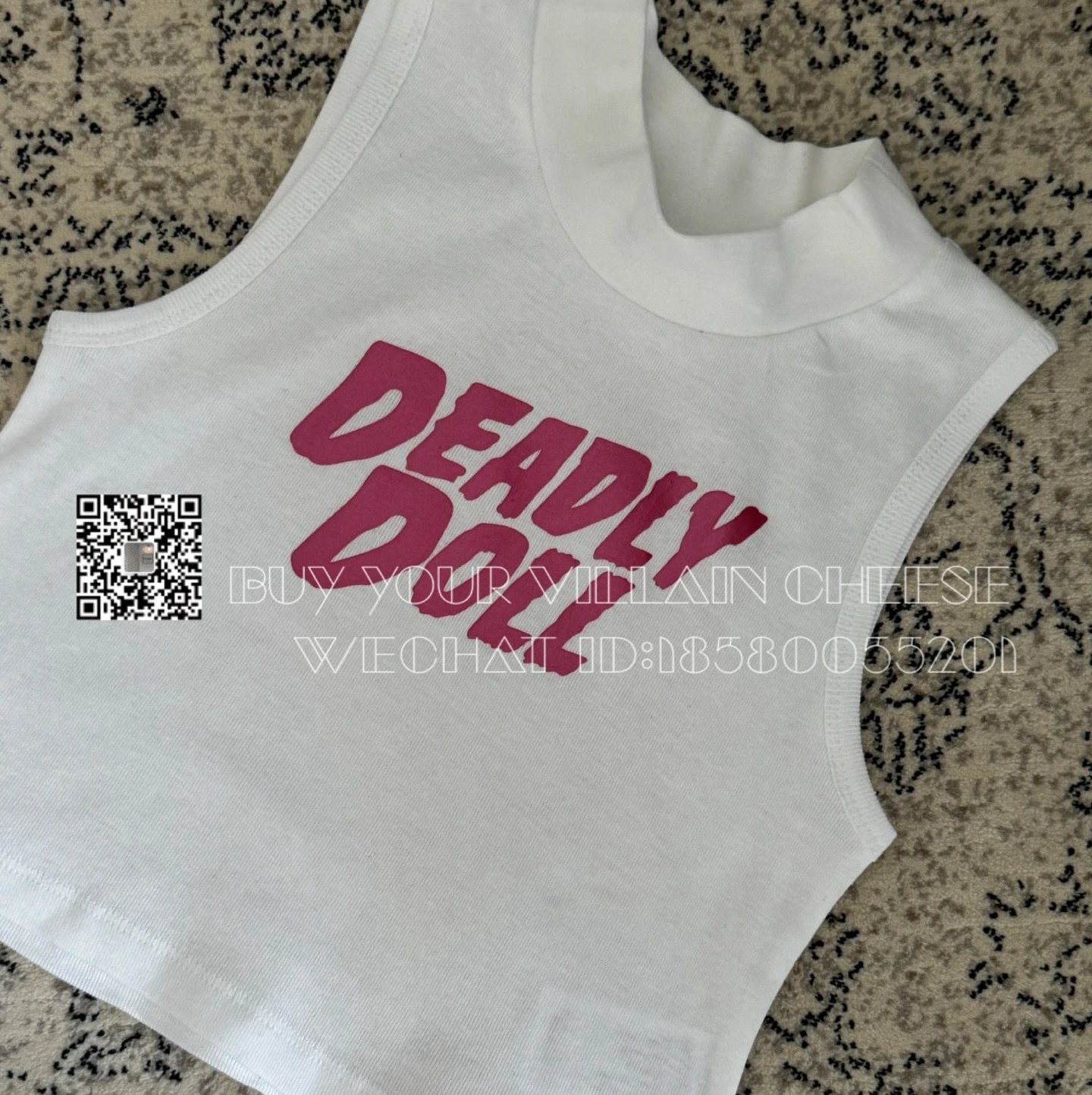 White Crop Top with High Neck and 