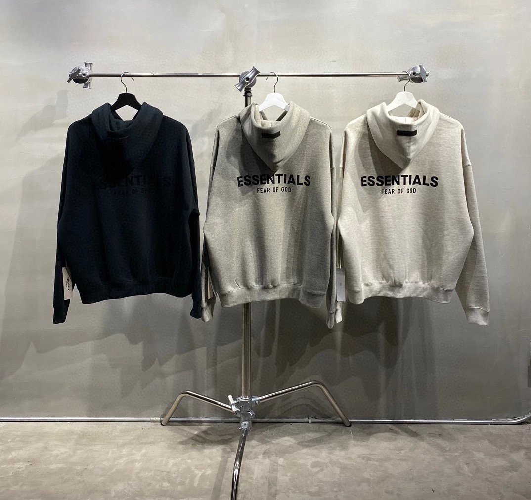 In Stock Fast Shipping FOG ESSENTIALS 8th Season Flocked Mini Logo Fleece-Lined Hoodie, 400GSM Heavyweight Fabric
