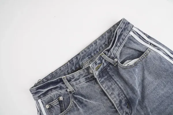 Adidas Originals Track Stripe Wide-Leg Jeans Gray - 6