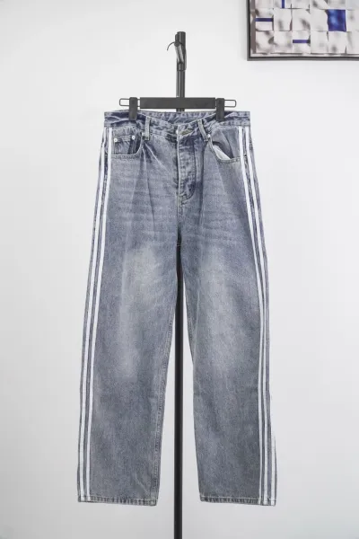 Adidas Originals Track Stripe Wide-Leg Jeans Gray - 3