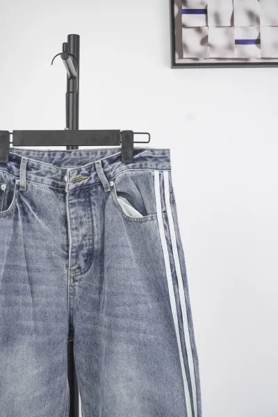 Adidas Originals Track Stripe Wide-Leg Jeans Gray - 5
