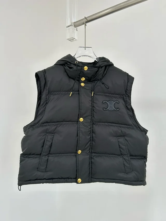 Celine Down Jackets Hooded detachable-sleeve jacket with Triomphe emblem product detail image 12