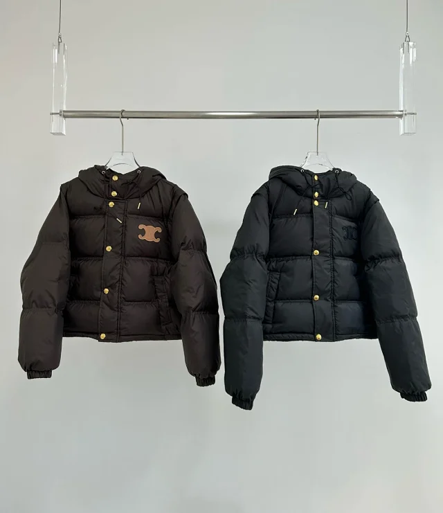 Celine Down Jackets Hooded detachable-sleeve jacket with Triomphe emblem product detail image 1