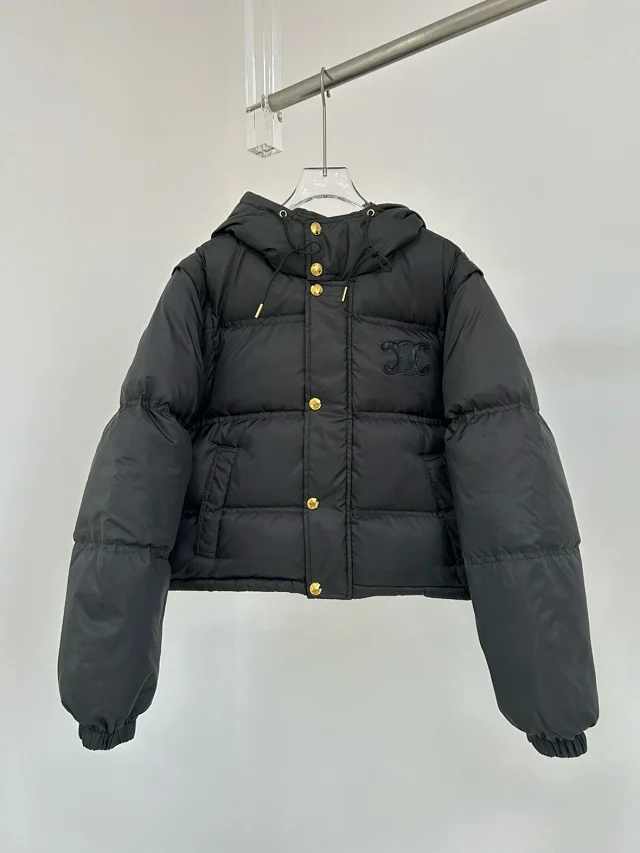 Celine Down Jackets Hooded detachable-sleeve jacket with Triomphe emblem product detail image 10