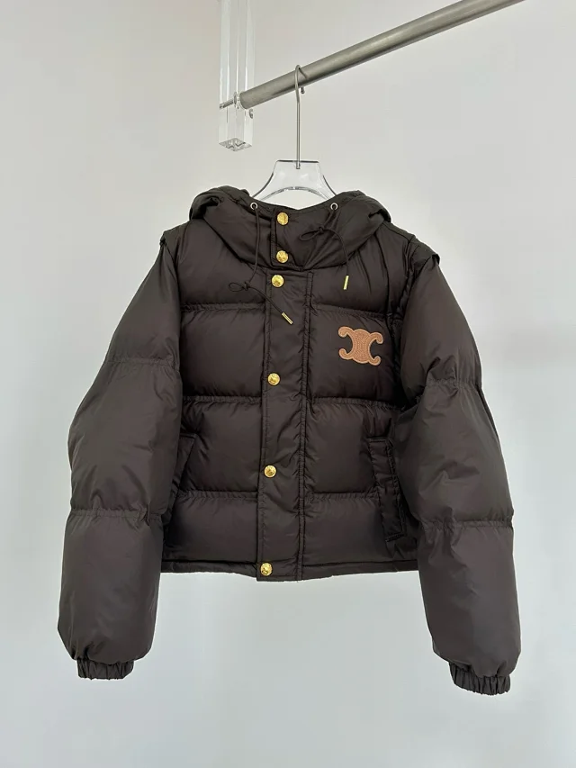 Celine Down Jackets Hooded detachable-sleeve jacket with Triomphe emblem product detail image 13