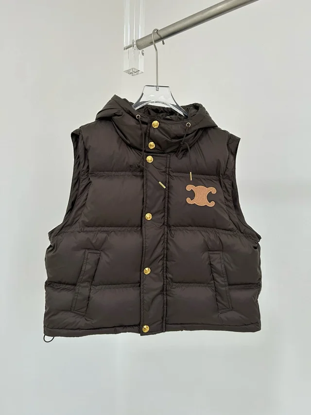 Celine Down Jackets Hooded detachable-sleeve jacket with Triomphe emblem product detail image 15