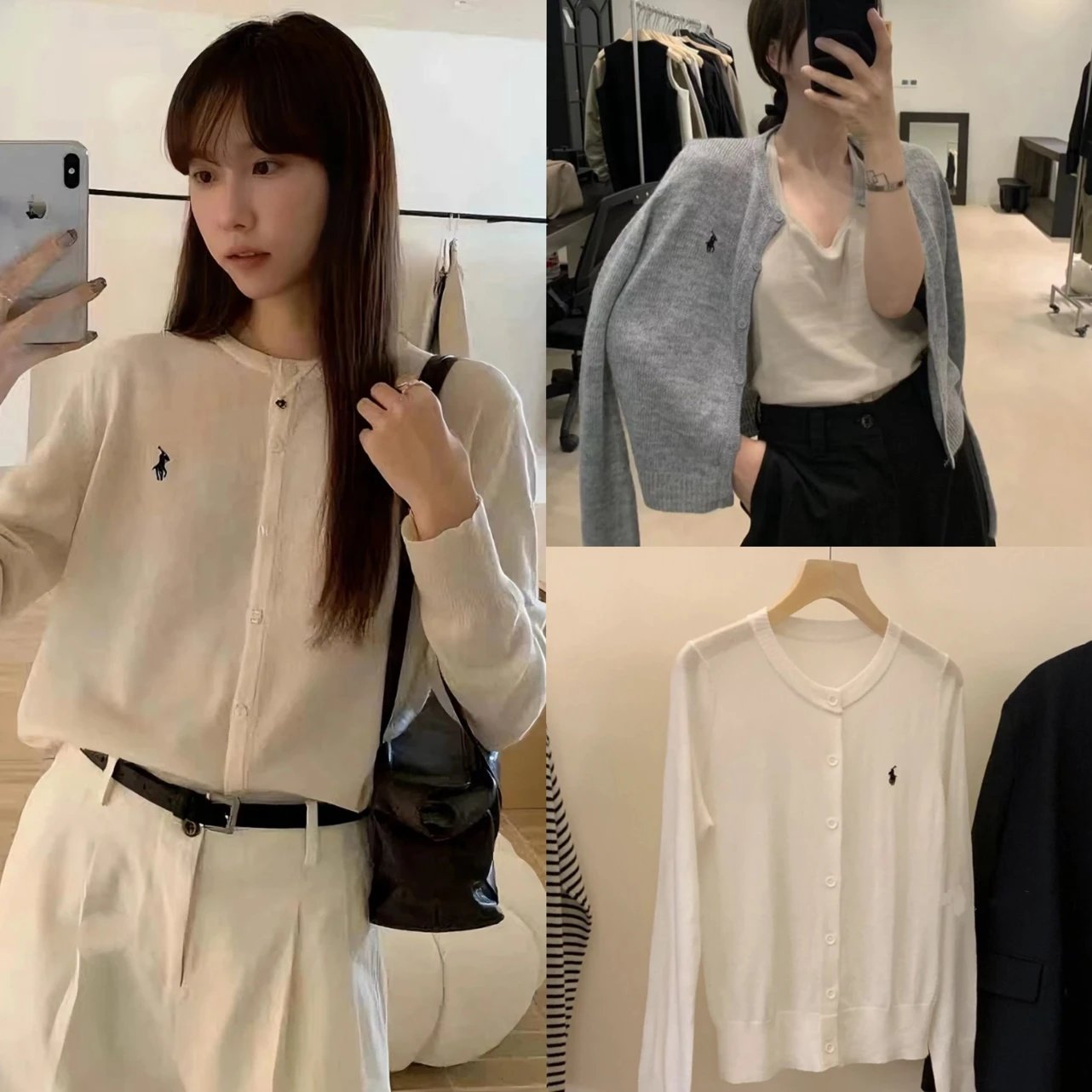 New style for early autumn! Tencel hemp pony logo knitted cardigan! Commuting casual versatile simple fashion jacket YC65087