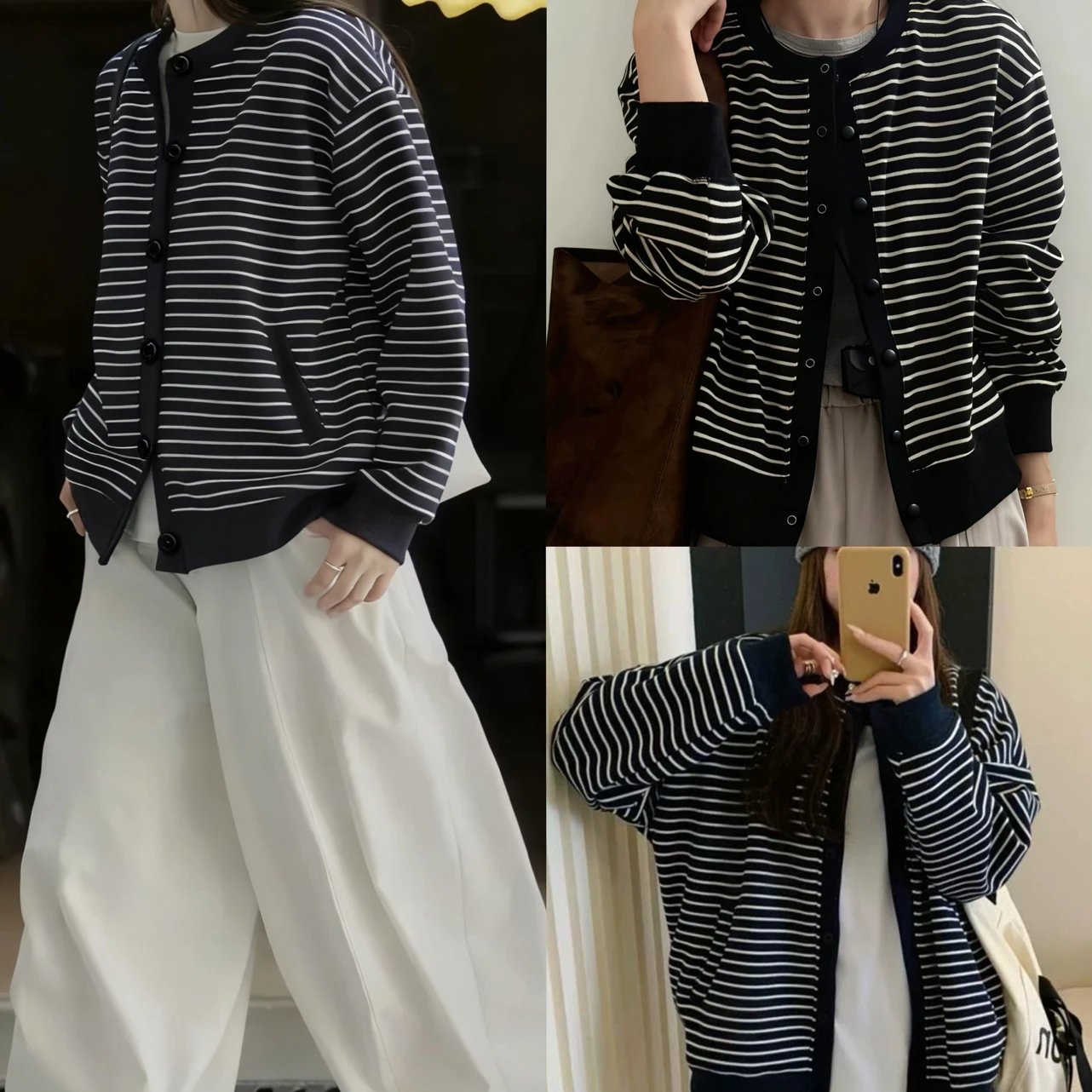 Customized Korean style!! Thickened Ollie velvet jacket! Lazy style loose and slim round neck pure cotton plus velvet sweatshirt cardigan women's jacket Y8675/Y8674