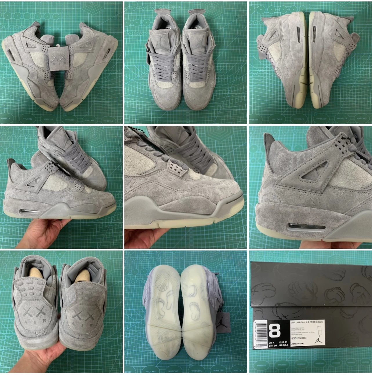 OG Batch Air Jordan 4 kaws gray suede 36-48